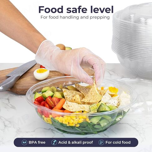 Fit Meal Prep 50 Pack 32 oz Disposable Plastic Clear Salad Bowls with Airtight Lids, Crystal Salad Bowls To Go for Lunch, BPA Free Food Takeout Containers, Acai Bowls for Uber Eats, Party, Severing in Saudi Arabia