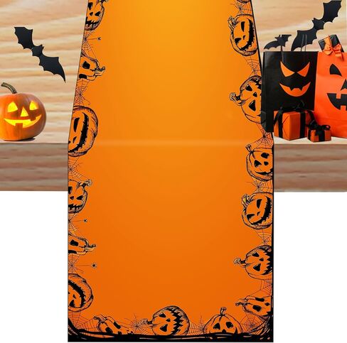 Halloween Table Runner Bat Castle Cat Tree Orange Table Runner Halloween Holiday Kitchen Dining Table Decorations Suitable for Home Indoor and Outdoor Party Decor 13*72 Inch (Oxford Cloth, 13*72) in Saudi Arabia