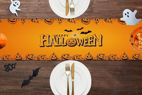 Halloween Table Runner Bat Castle Cat Tree Orange Table Runner Halloween Holiday Kitchen Dining Table Decorations Suitable for Home Indoor and Outdoor Party Decor 13*72 Inch (Oxford Cloth, 13*72) in Saudi Arabia