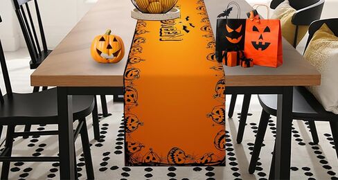 Halloween Table Runner Bat Castle Cat Tree Orange Table Runner Halloween Holiday Kitchen Dining Table Decorations Suitable for Home Indoor and Outdoor Party Decor 13*72 Inch (Oxford Cloth, 13*72) in Saudi Arabia