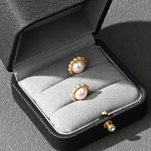 صندوق خواتم مزدوج من جلد البولي يوريثان صندوق مجوهرات من الألياف الدقيقة الداخلية لحامل خواتم الزوجين لحفلات الزفاف والاقتراح والخطوبة والذكرى السنوية in Kuwait