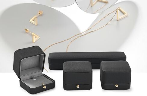 صندوق خواتم مزدوج من جلد البولي يوريثان صندوق مجوهرات من الألياف الدقيقة الداخلية لحامل خواتم الزوجين لحفلات الزفاف والاقتراح والخطوبة والذكرى السنوية in Kuwait