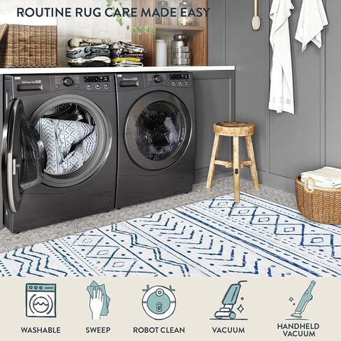 6x9 Rug for Living Room - Black Washable Area Rugs Non-Slip Soft Area Rugs for Bedroom Ultra-Thin Stain Resistant Rugs for Dining Room, Moroccan Print Indoor Rug for Office (Black, 6'x9') in Saudi Arabia