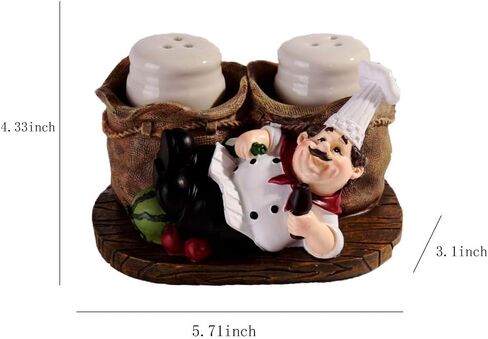 Premium Salt And Pepper Seasoning Shakers Sets - Cut Bread French Chef Sculpture Decoration for Barbecue,Spice Bottles, Jars, Seasonings, Baking Supplies Gadget in Kuwait