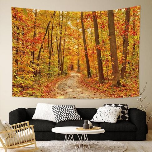 الخريف الغابات نسيج الجدار شنقا سقوط أوراق القيقب نسيج مسار الخريف تغطيها الأشجار الصفراء الخريف نسيج الغابات الطبيعية لغرفة النوم غرفة المعيشة ديكور الحفلات، 60 × 40 بوصة in Kuwait
