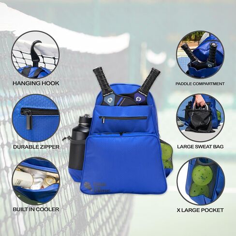 2-In-1 Pickleball Bag with Built-In Cooler - Pickle Ball Bag with Paddle Compartment, Ball Holder Pocket, Water Bottle Pocket & Mesh Sweat Pouch - Stylish Pickleball Backpack for Women & Men in Saudi Arabia