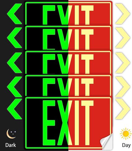 1Pack Photoluminescent Emergency Exit Only Sign Red- 14.25"x 7.5" Aluminum Glow In The Dark - Adhesive Backing- Includes 2pcs Removable Arrows in Saudi Arabia
