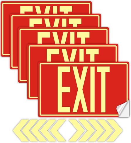 1Pack Photoluminescent Emergency Exit Only Sign Red- 14.25"x 7.5" Aluminum Glow In The Dark - Adhesive Backing- Includes 2pcs Removable Arrows in Saudi Arabia