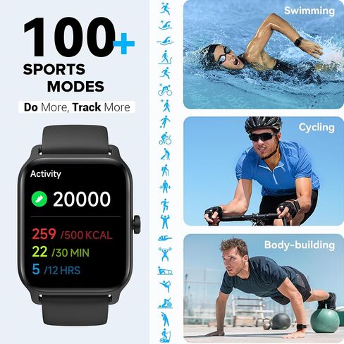 Smart Watch for Women Men,Compatible with iPhone/Android [1.8" HD Screen][Alexa Built-in]Waterproof Fitness Tracker with Bluetooth 5.3(Answer/Make),Heart Rate Monitor 100+ Sports Fitness Watch in Saudi Arabia