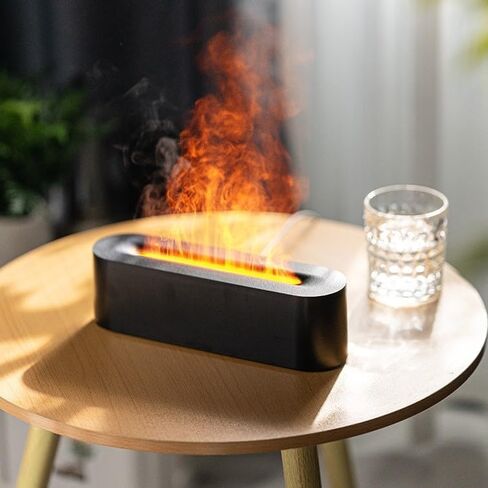 Flame Aroma Diffuser, 7 Color Changing RGB, Ultrasonic Aromatherapy Essential Oil Mini Air Humidifier, for Household Office Gift 150ml (Set A-White) in Saudi Arabia