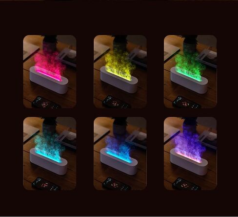 Flame Aroma Diffuser, 7 Color Changing RGB, Ultrasonic Aromatherapy Essential Oil Mini Air Humidifier, for Household Office Gift 150ml (Set A-White) in Saudi Arabia
