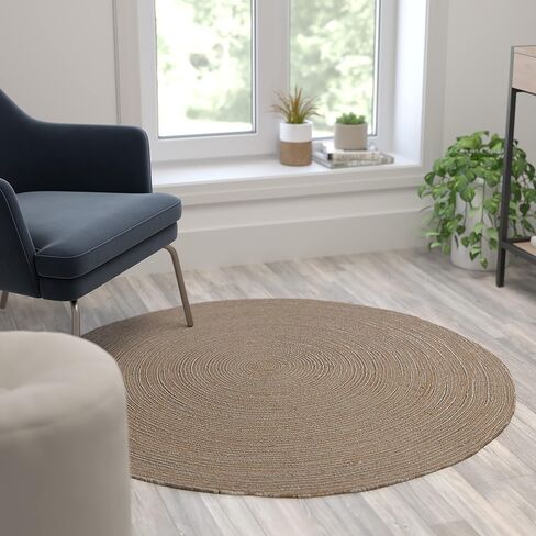 سجادة منطقة الجوت المصنوعة من الألياف الطبيعية من Flash Furniture مقاس 8 × 10 بوصة - سجادة جوت داخلية مضفرة - سجاد منطقة طبيعية in Saudi Arabia