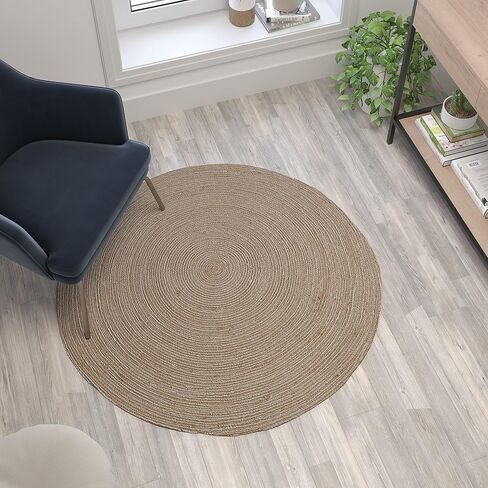 سجادة منطقة الجوت المصنوعة من الألياف الطبيعية من Flash Furniture مقاس 8 × 10 بوصة - سجادة جوت داخلية مضفرة - سجاد منطقة طبيعية in Saudi Arabia