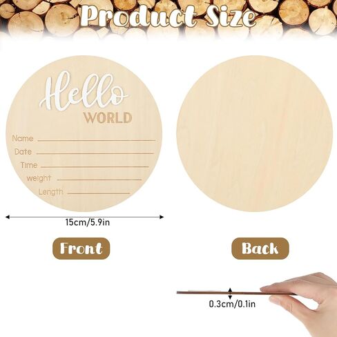 Prasacco Hello World Newborn Sign, 5.7 Inch Wooden Baby Announcement Sign Birth Announcement Signs Hello World Newborn Sign Baby Birth Wooden Sign for Photo Prop Baby Shower Nursery Gift in Saudi Arabia