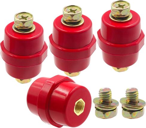 LBY 4pcs Busbar Insulator, SM-51 Polyester Insulated Junction Post with Screw(M8), High-Strength Cable Terminals, Resin(Red) in Saudi Arabia