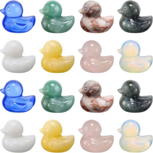 16 قطعة من تماثيل البطة الكريستالية من الزجاج بطة محظوظة ديكور المنزل منحوتات الحيوانات بطة صغيرة قابلة للجمع تماثيل كريستال أفينتورين للمنزل والمكتب هدايا لمحبي البط in Kuwait