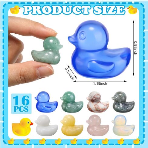 16 قطعة من تماثيل البطة الكريستالية من الزجاج بطة محظوظة ديكور المنزل منحوتات الحيوانات بطة صغيرة قابلة للجمع تماثيل كريستال أفينتورين للمنزل والمكتب هدايا لمحبي البط in Kuwait