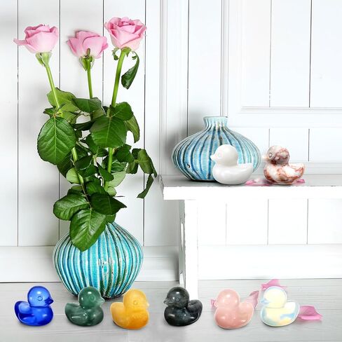 16 قطعة من تماثيل البطة الكريستالية من الزجاج بطة محظوظة ديكور المنزل منحوتات الحيوانات بطة صغيرة قابلة للجمع تماثيل كريستال أفينتورين للمنزل والمكتب هدايا لمحبي البط in Kuwait