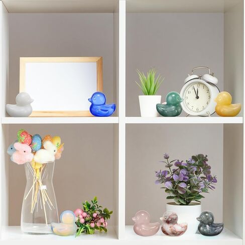 16 قطعة من تماثيل البطة الكريستالية من الزجاج بطة محظوظة ديكور المنزل منحوتات الحيوانات بطة صغيرة قابلة للجمع تماثيل كريستال أفينتورين للمنزل والمكتب هدايا لمحبي البط in Kuwait