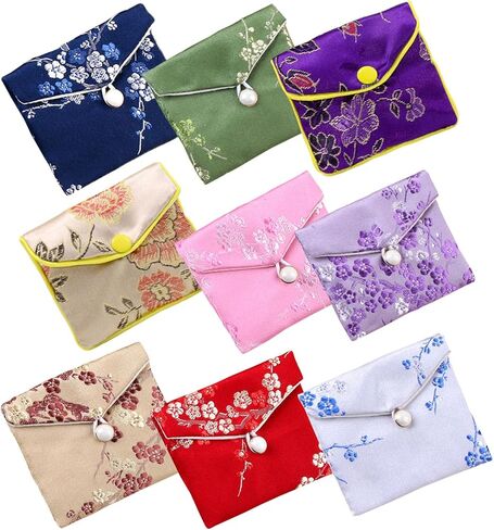 9 قطع حقائب مجوهرات بمقاس 3.9 × 4.7 بوصة، وحقائب مطرزة بالديباج in Kuwait