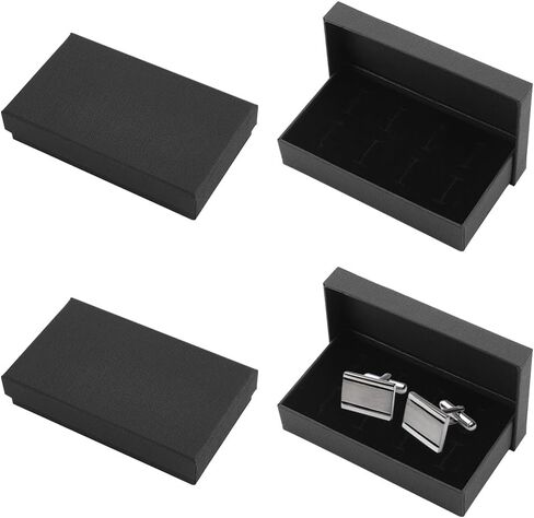 2PCS Cufflink Display Boxes Black Tie Clip Case Box Paper Cardboard Velvet Gift Box Jewelry Display Holder for Women Small Cufflink Earrings Rings Ear Stud Jewelry Packaging Storage in Saudi Arabia