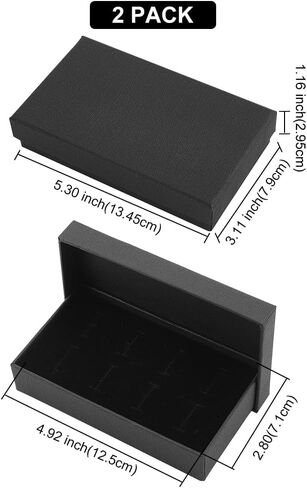 2PCS Cufflink Display Boxes Black Tie Clip Case Box Paper Cardboard Velvet Gift Box Jewelry Display Holder for Women Small Cufflink Earrings Rings Ear Stud Jewelry Packaging Storage in Saudi Arabia