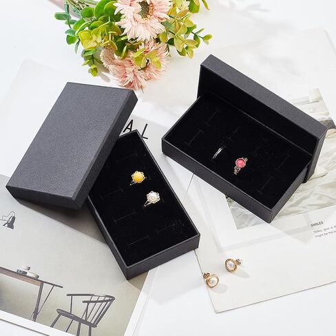 2PCS Cufflink Display Boxes Black Tie Clip Case Box Paper Cardboard Velvet Gift Box Jewelry Display Holder for Women Small Cufflink Earrings Rings Ear Stud Jewelry Packaging Storage in Saudi Arabia