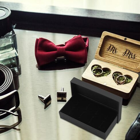 2PCS Cufflink Display Boxes Black Tie Clip Case Box Paper Cardboard Velvet Gift Box Jewelry Display Holder for Women Small Cufflink Earrings Rings Ear Stud Jewelry Packaging Storage in Saudi Arabia