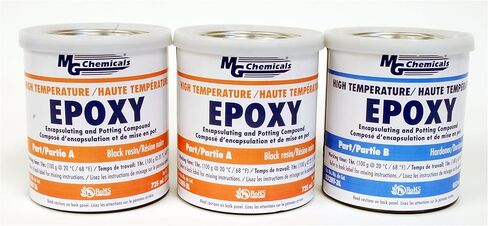 MG Chemicals - 832HT-375ML 832HT مركب تغليف وتغليف الإيبوكسي الأسود بدرجة حرارة عالية، 11.5 أونصة سائلة. طقم مكون من قطعتين in Kuwait