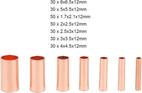 Garosa Copper Tube Connector, 250Pcs Intermediate Wire Joint Tube Connector Kit Terminal Connecting Set Device Wire Hardware Supplies in Saudi Arabia