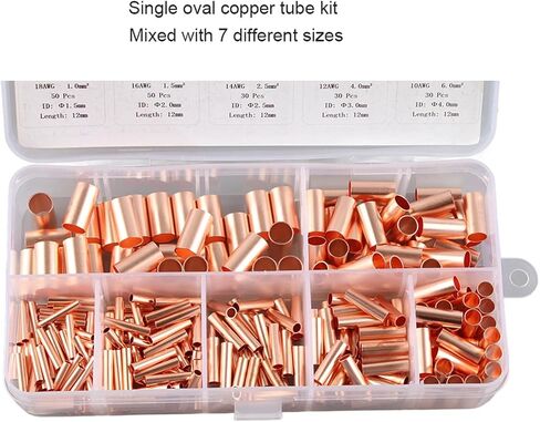 Garosa Copper Tube Connector, 250Pcs Intermediate Wire Joint Tube Connector Kit Terminal Connecting Set Device Wire Hardware Supplies in Saudi Arabia