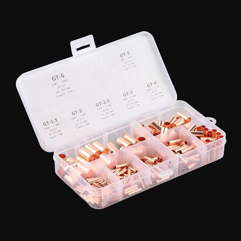 Garosa Copper Tube Connector, 250Pcs Intermediate Wire Joint Tube Connector Kit Terminal Connecting Set Device Wire Hardware Supplies in Saudi Arabia
