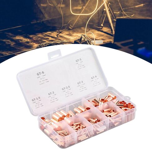 Garosa Copper Tube Connector, 250Pcs Intermediate Wire Joint Tube Connector Kit Terminal Connecting Set Device Wire Hardware Supplies in Saudi Arabia