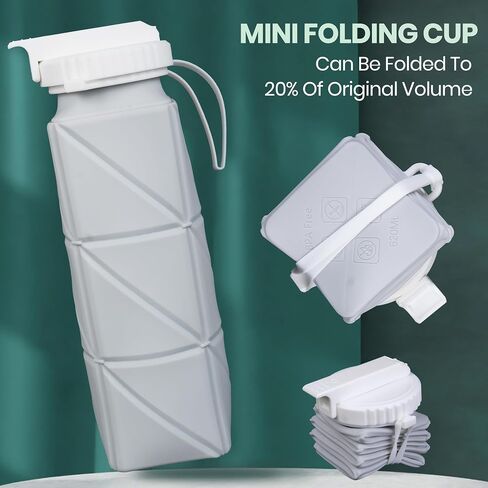 600ml Collapsible Travel Water Bottle - Lightweight and Folding Food-Grade BPA-Free Silicone Water Bottle for Sports, Camping and Hiking (Grey) in Saudi Arabia