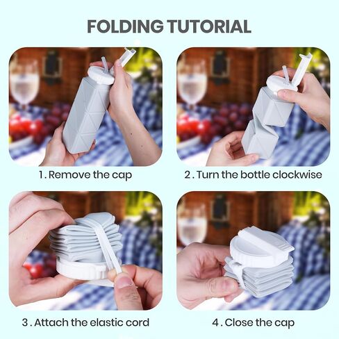 600ml Collapsible Travel Water Bottle - Lightweight and Folding Food-Grade BPA-Free Silicone Water Bottle for Sports, Camping and Hiking (Grey) in Saudi Arabia