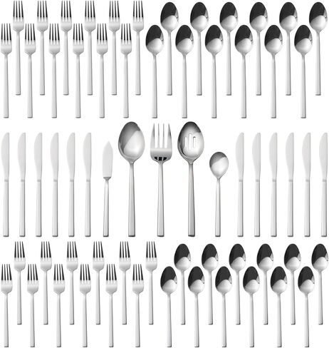 Alata Cube Black 20-Piece Forged Silverware Set Stainless Steel Flatware Set,Service for 4,Matte Satin Polished Cutlery Set,Dishwasher Safe in Saudi Arabia
