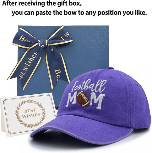 Football Mom Hat with Gift Box for Women, Funny Embroidered Football Baseball Cap for Mama in Saudi Arabia