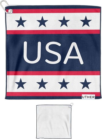 Uther Pocket Golf Towel – Premium Microfiber Towel with Carabiner Clip, Golf Accessories – 11 Inch x 11 Inch, Havana Print in Saudi Arabia
