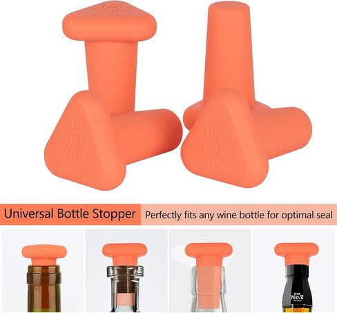 Wine Stoppers,Set of 4 Silicone Corks - Uncork,Heavy-Duty for all Bottles in Saudi Arabia