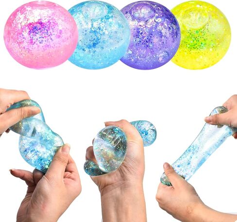 4 PCS Colorful Stress Balls for Adults and Kids,Squeeze Color Change Ball Fidget Toy,Sensory Squishy Balls for Teens Girls and Boys,Stretchy Toys,Hand Exercise Bouncy Balls in Saudi Arabia