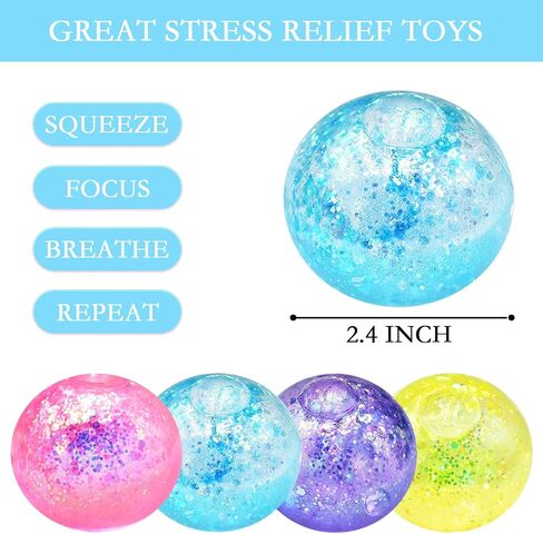 4 PCS Colorful Stress Balls for Adults and Kids,Squeeze Color Change Ball Fidget Toy,Sensory Squishy Balls for Teens Girls and Boys,Stretchy Toys,Hand Exercise Bouncy Balls in Saudi Arabia
