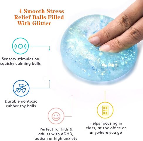 4 PCS Colorful Stress Balls for Adults and Kids,Squeeze Color Change Ball Fidget Toy,Sensory Squishy Balls for Teens Girls and Boys,Stretchy Toys,Hand Exercise Bouncy Balls in Saudi Arabia