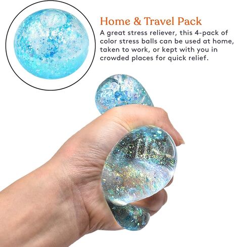 4 PCS Colorful Stress Balls for Adults and Kids,Squeeze Color Change Ball Fidget Toy,Sensory Squishy Balls for Teens Girls and Boys,Stretchy Toys,Hand Exercise Bouncy Balls in Saudi Arabia
