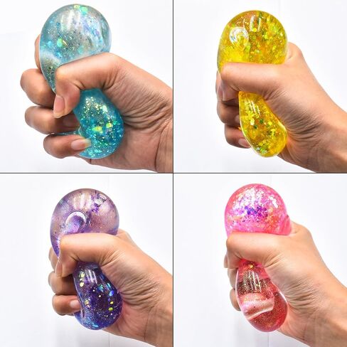 4 PCS Colorful Stress Balls for Adults and Kids,Squeeze Color Change Ball Fidget Toy,Sensory Squishy Balls for Teens Girls and Boys,Stretchy Toys,Hand Exercise Bouncy Balls in Saudi Arabia