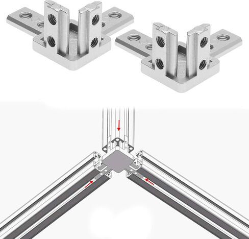The Lord of the Tools 4PCS 3-Way End Corner Bracket Connector with Screws for 8mm T Slot European Standard Aluminum Extrusion Profile 4040 Series Silver in Saudi Arabia
