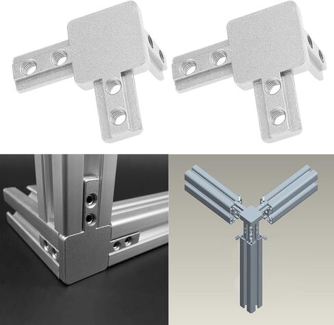 The Lord of the Tools 4PCS 3-Way End Corner Bracket Connector with Screws for 8mm T Slot European Standard Aluminum Extrusion Profile 4040 Series Silver in Saudi Arabia
