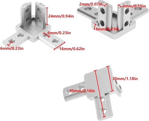 The Lord of the Tools 4PCS 3-Way End Corner Bracket Connector with Screws for 8mm T Slot European Standard Aluminum Extrusion Profile 4040 Series Silver in Saudi Arabia