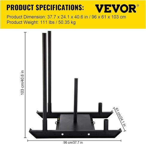 Weight Training Sled, Pull Push Power Sled with Handle, Fitness Strength Resistance Training, Steel Workout Equipment for Athletic Exercise & Speed Improvement, Fit for 1" & 2" Weight Plate in Kuwait