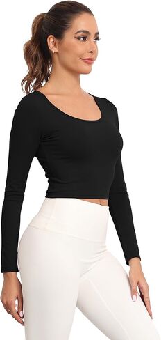 قمصان نسائية قصيرة الأكمام ورقبة واسعة وخفيفة الوزن للتمرين ومناسبة للخروج في صالة الألعاب الرياضية واليوجا in Kuwait