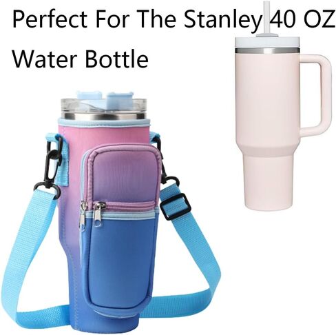 Water Bottle Carrier Bag for Stanley 40oz Tumbler Simple Modern Tumbler with Handle 40oz Tumbler Carrier with Strap Stanley Cup Holder with Phone Pocket(Cow) in Saudi Arabia